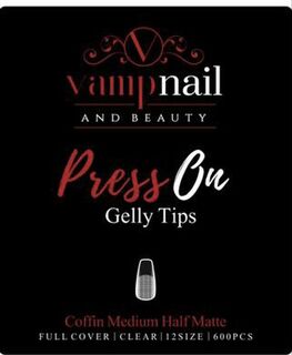Vamp Soft Gel Tips - Coffin Medium Half Matte