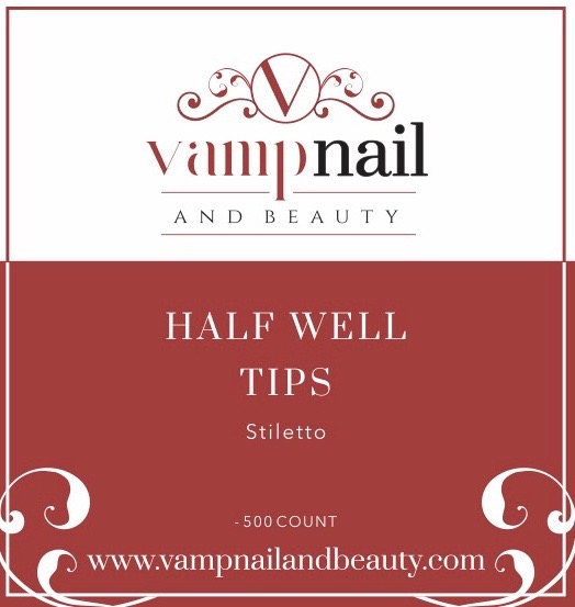 Vamp Half Well Tips - Stiletto Natural
