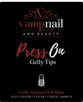 Vamp Soft Gel Tips - Coffin Medium Half Matte
